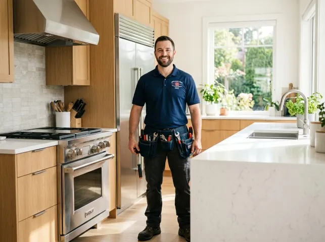 Appliance Repair Hero technician in a Albany, OR kitchen after an appliance repair